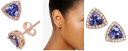 Macy's Tanzanite (3/4 ct. t.w.) & Diamond (1/8 ct. t.w.) Triangle Halo Stud Earrings in 14k Rose Gold